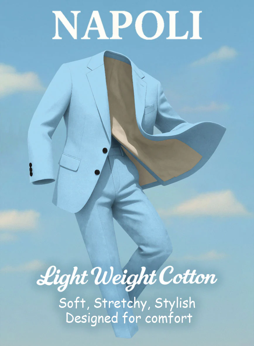 Sky Blue Napoli Stretch Light Weight Cotton Jacket - Image 4