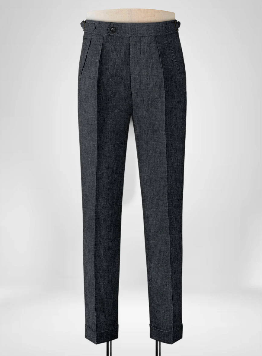 Slate Gray Linen Highland Trousers
