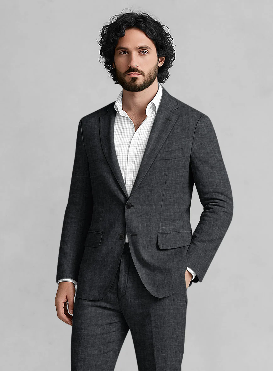 Slate Gray Linen Jacket - Image 2