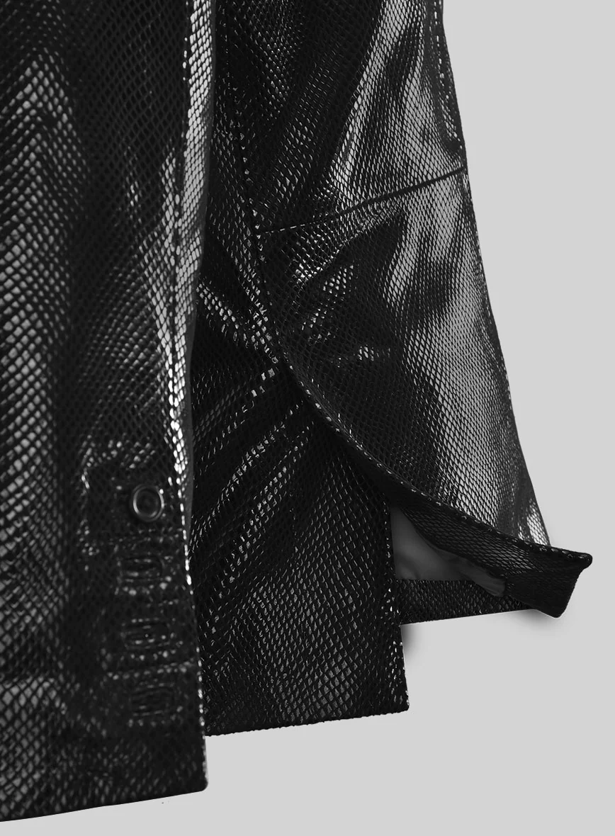Snake Emboss Black Leather Blazer - Image 2