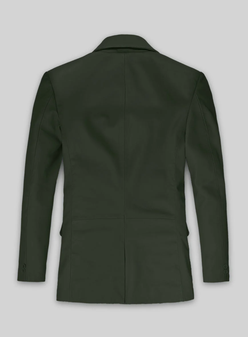 Soft Deep Olive Leather Blazer - Image 2