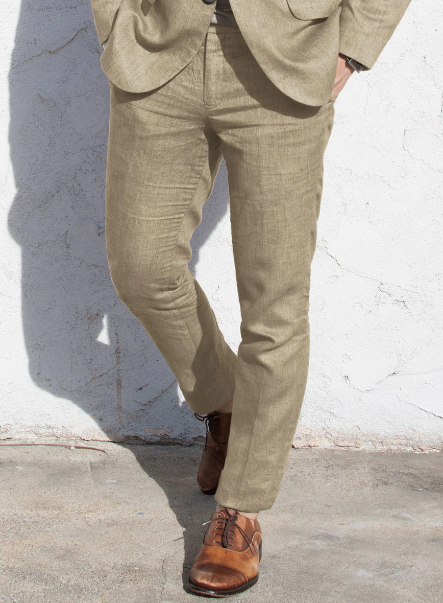 Solbiati Art Du Lin Beige Linen Pants - Image 2