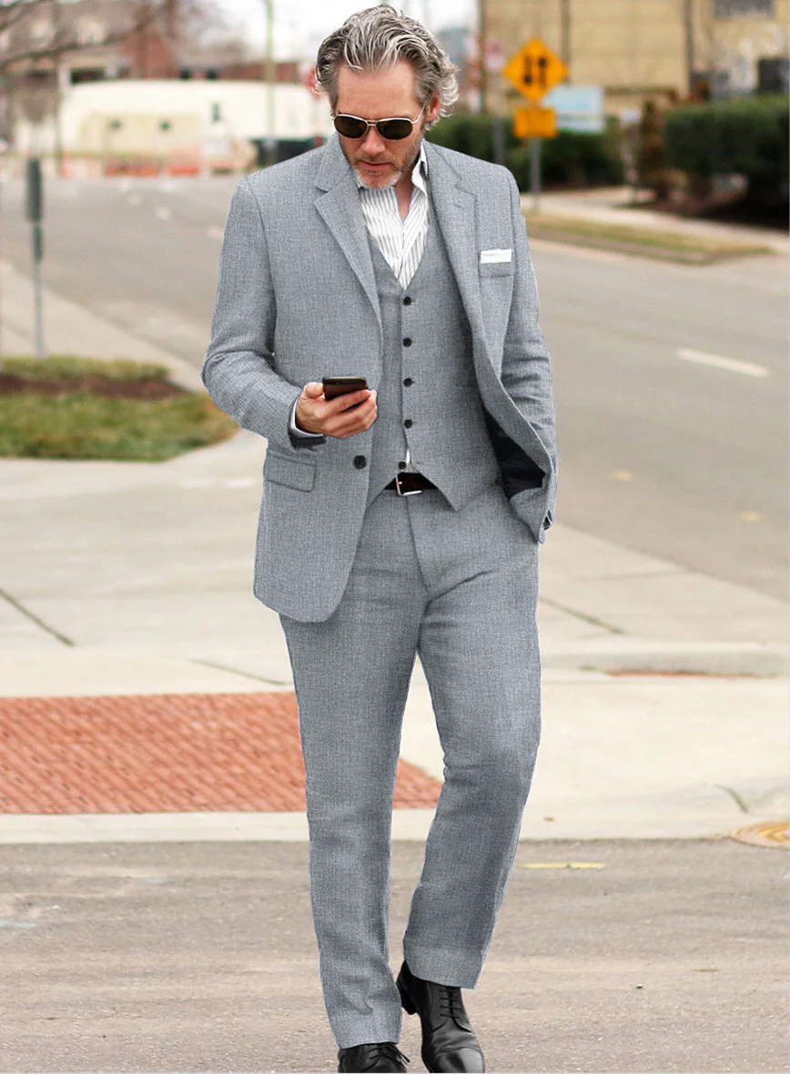 Solbiati Art Du Lin Blue Gray Linen Suit - Image 2