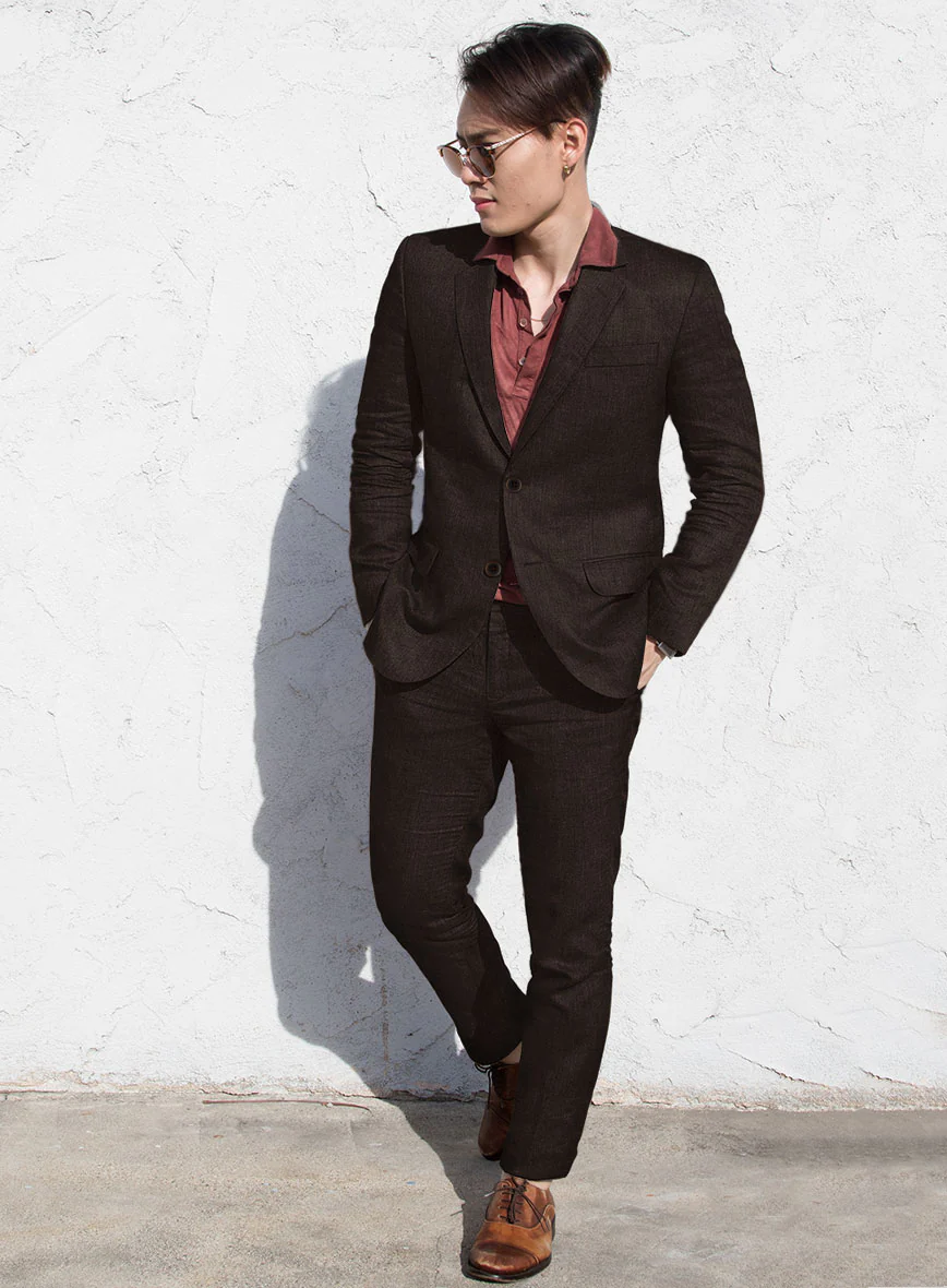 Solbiati Art Du Lin Dark Brown Linen Suit - Image 2