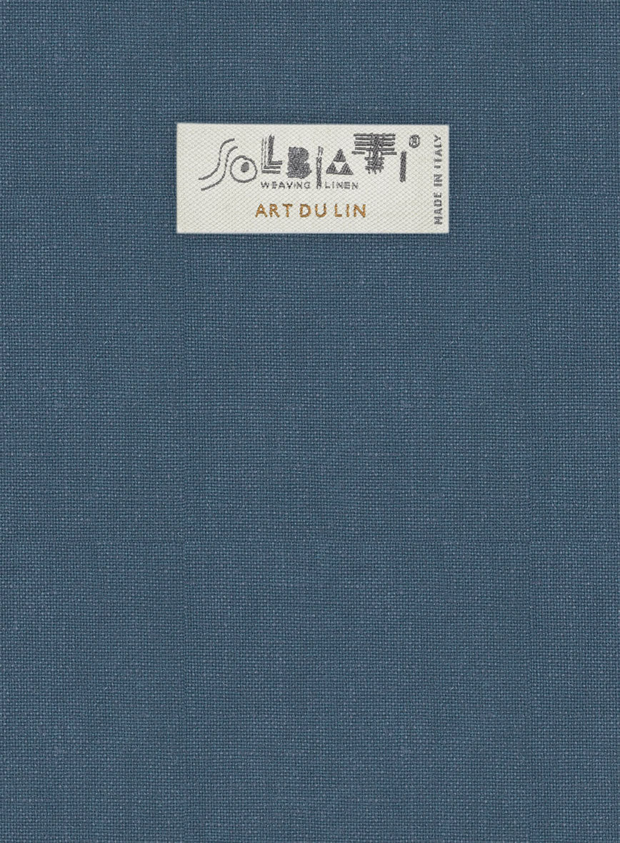 Solbiati Art Du Lin Dark Pastel Blue Linen Suit - Image 6