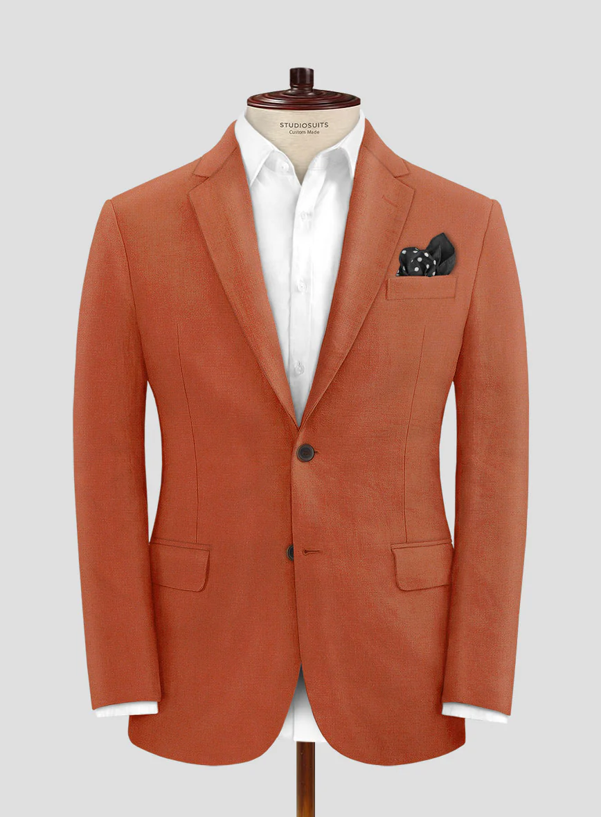 Solbiati Art Du Lin Deep Orange Linen Suit - Image 3