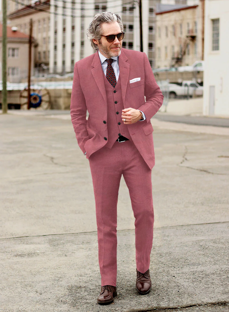 Solbiati Art Du Lin Opera Mauve Linen Suit - Image 2