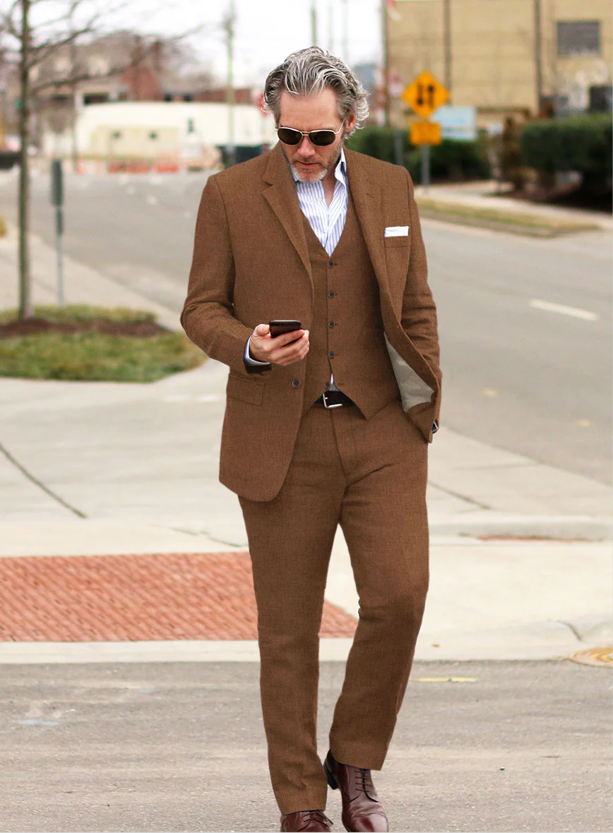 Solbiati Art Du Lin Otter Brown Linen Suit - Image 2