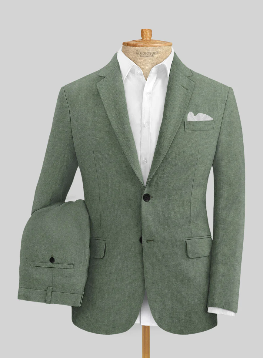 Solbiati Art Du Lin Sage Green Linen Suit