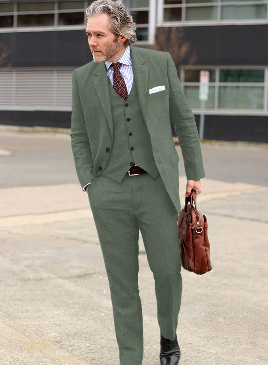 Solbiati Art Du Lin Sage Green Linen Suit - Image 2