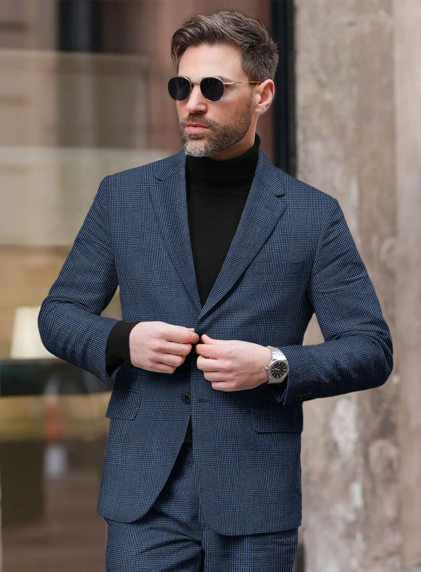 Solbiati Artic Blue Check Linen Jacket - Image 2