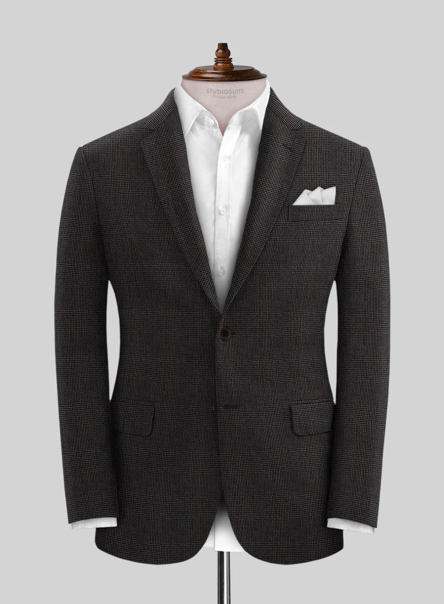 Solbiati Blue Brown Check Linen Jacket