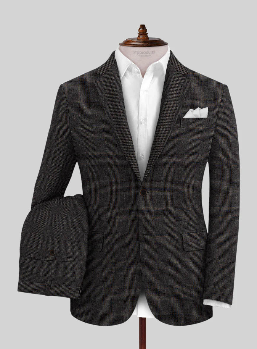 Solbiati Blue Brown Check Linen Suit