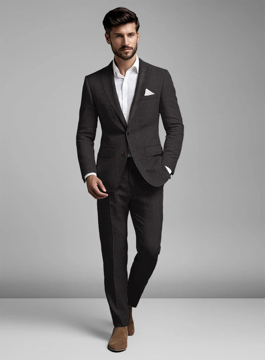 Solbiati Blue Brown Check Linen Suit - Image 2