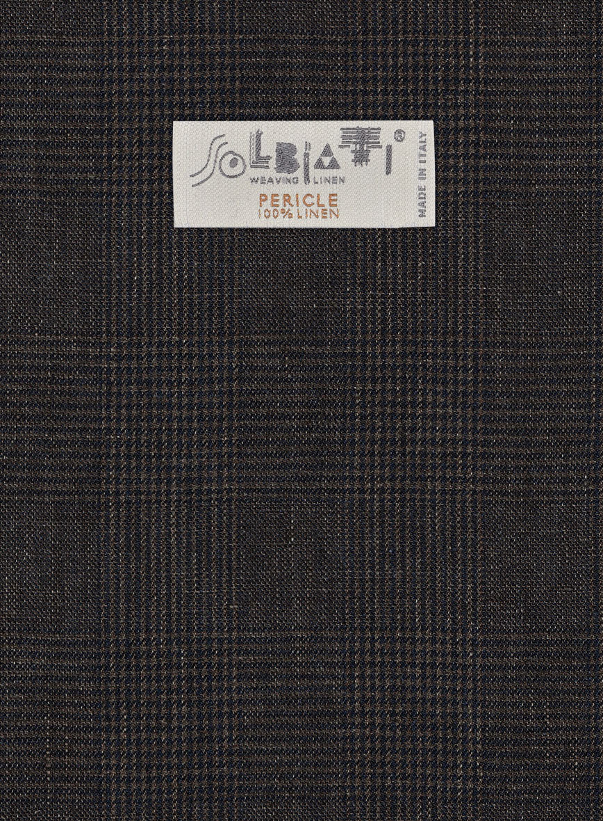 Solbiati Blue Brown Check Linen Suit - Image 7