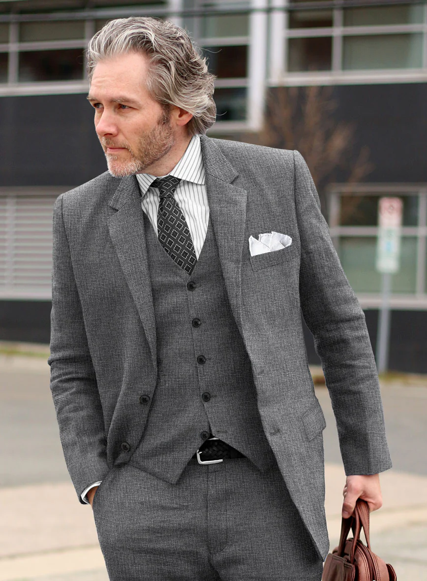 Solbiati Blue Gray Check Linen Jacket - Image 2