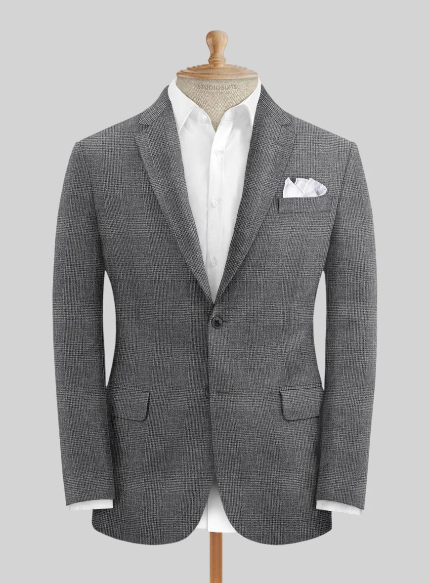 Solbiati Blue Gray Check Linen Suit - Image 3
