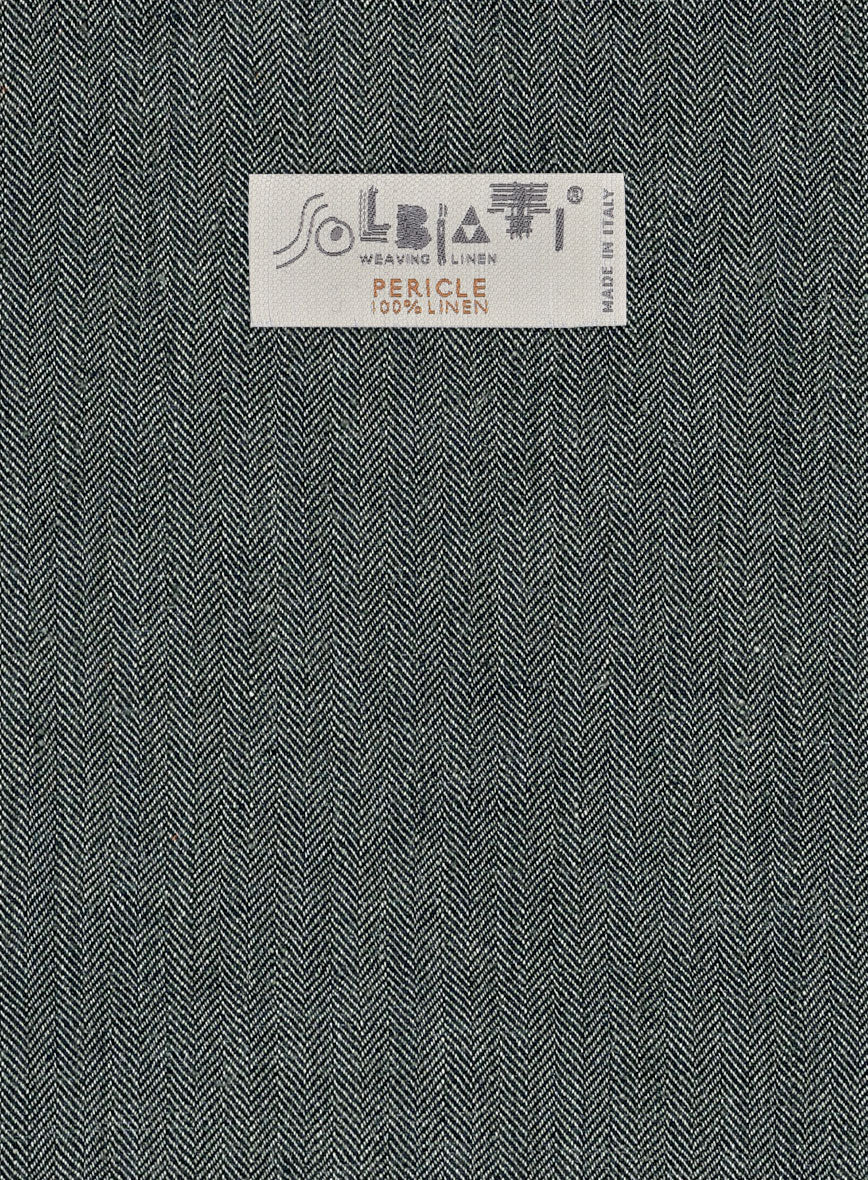 Solbiati Blue Green Herringbone Linen Jacket - Image 4