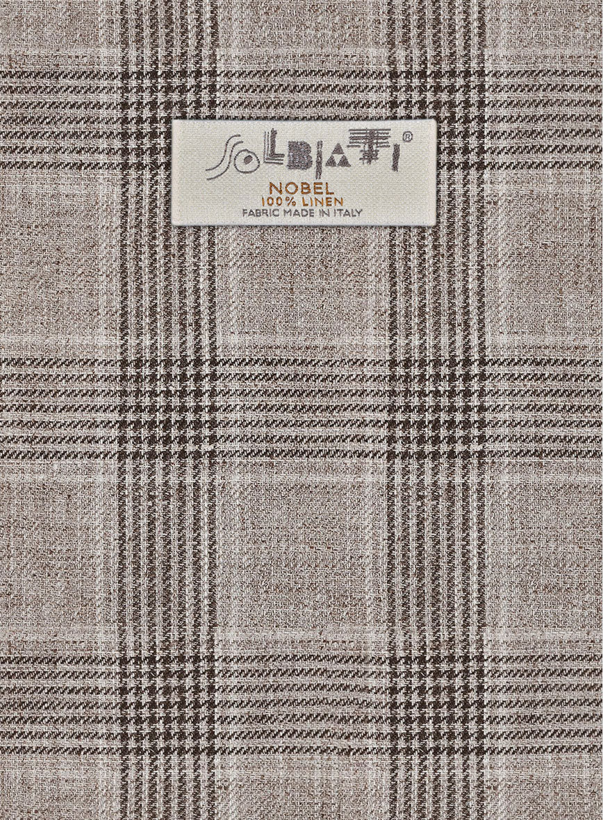 Solbiati Brown Checks Linen Pants - Image 2