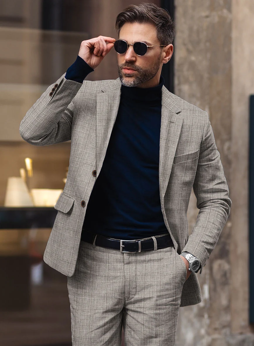 Solbiati Carre Brown Glen Linen Jacket - Image 2