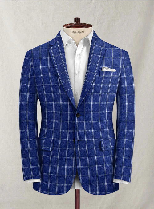 Solbiati Cobalt Blue Checks Seersucker Jacket