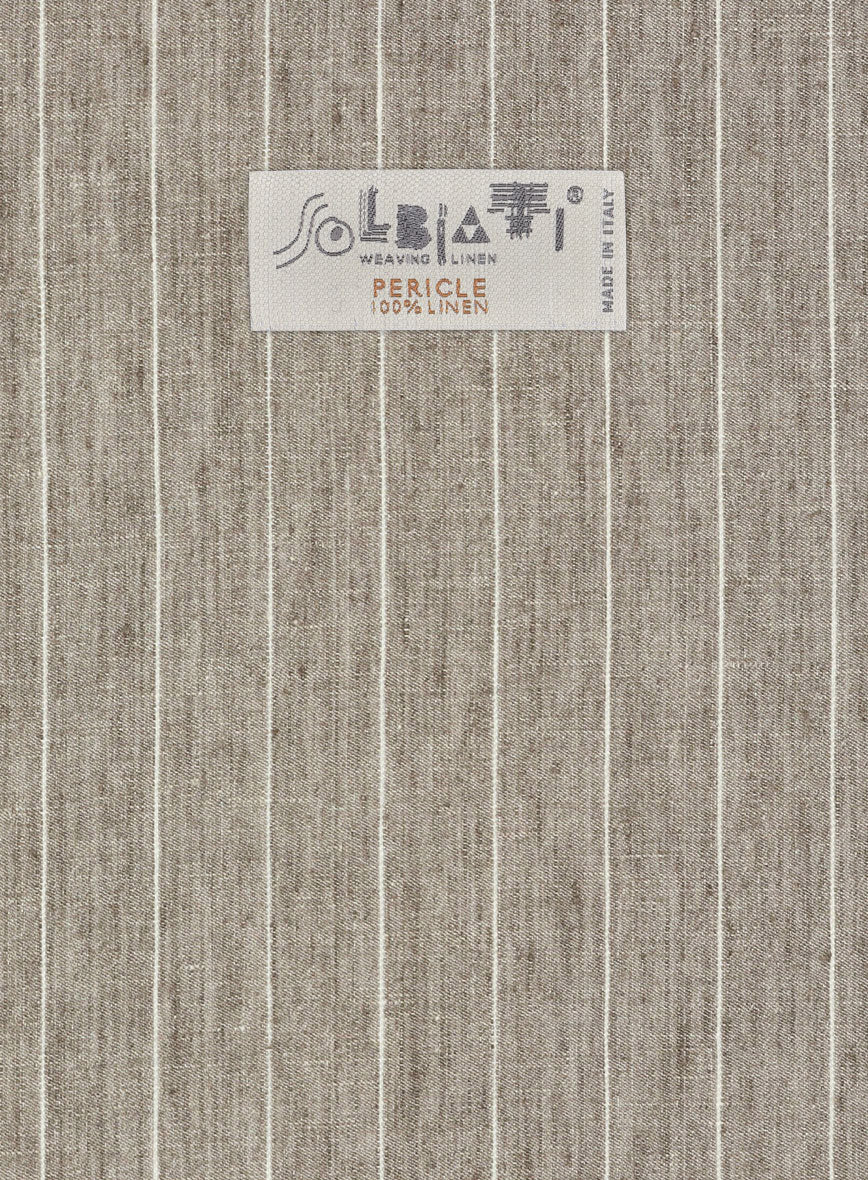 Solbiati Dark Beige Stripe Linen Pants - Image 4