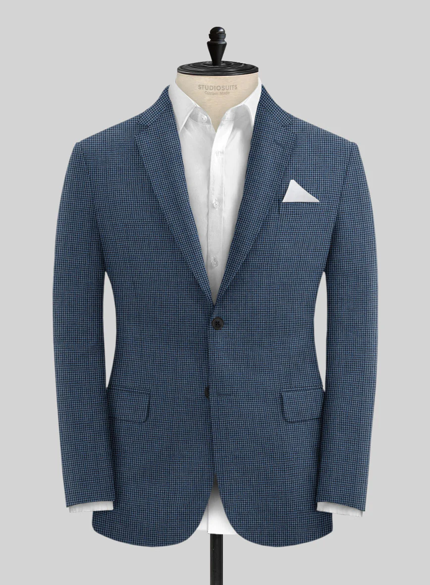 Solbiati Dark Blue Houndstooth Linen Jacket