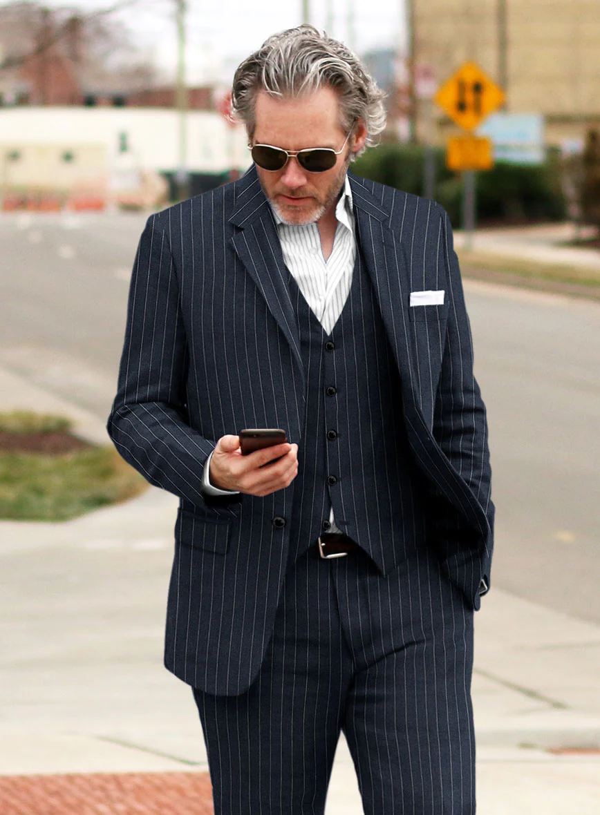 Solbiati Dark Blue Stripe Linen Jacket - Image 2