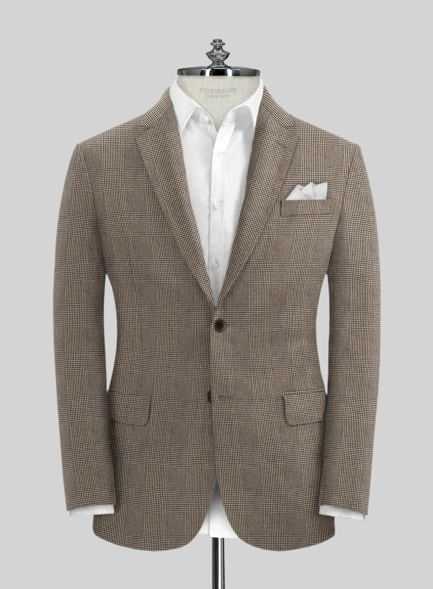 Solbiati Dark Brown Check Linen Jacket