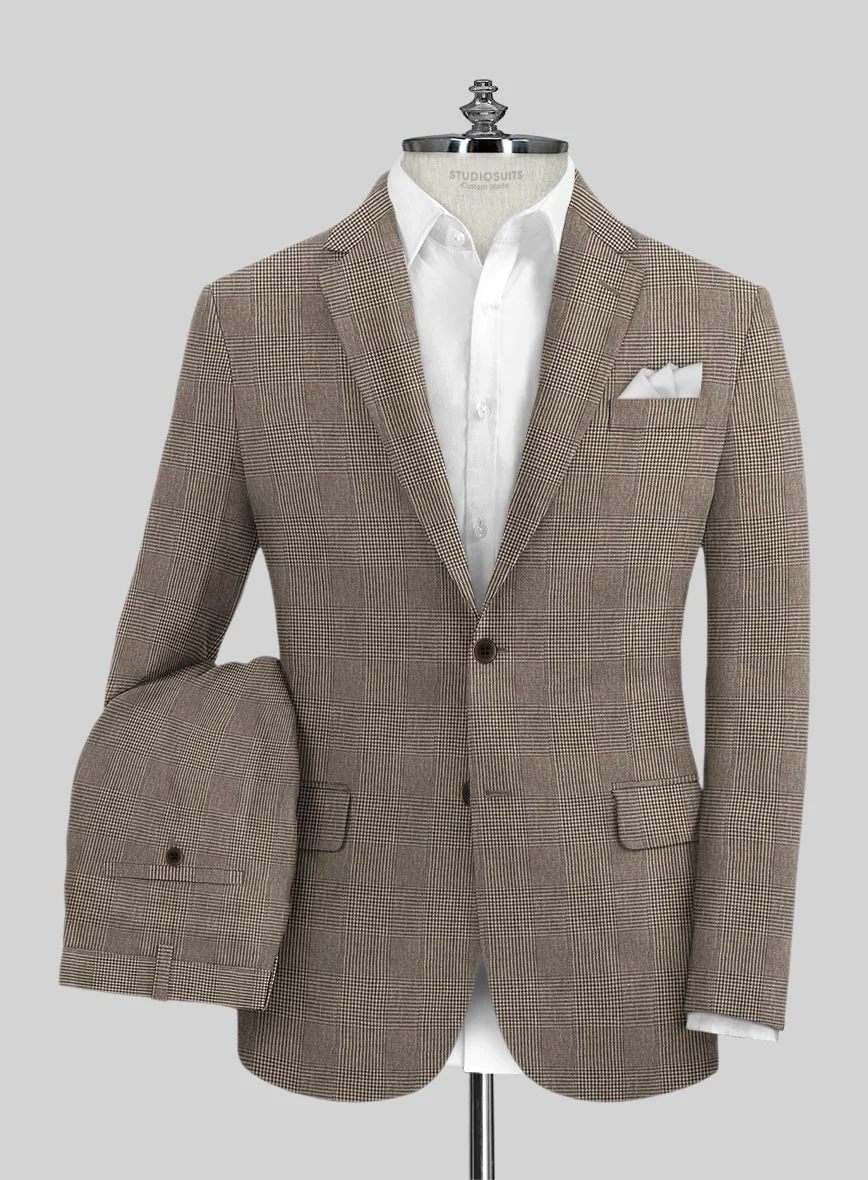 Solbiati Dark Brown Check Linen Suit