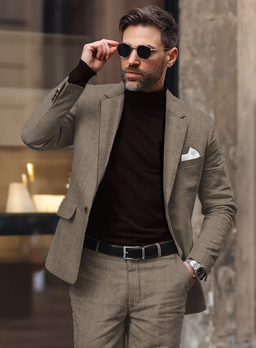 Solbiati Dark Brown Check Linen Suit - Image 4