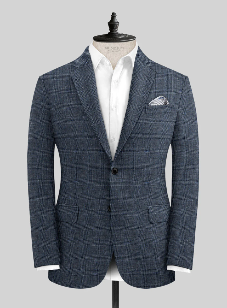 Solbiati Empire Blue Glen Linen Jacket