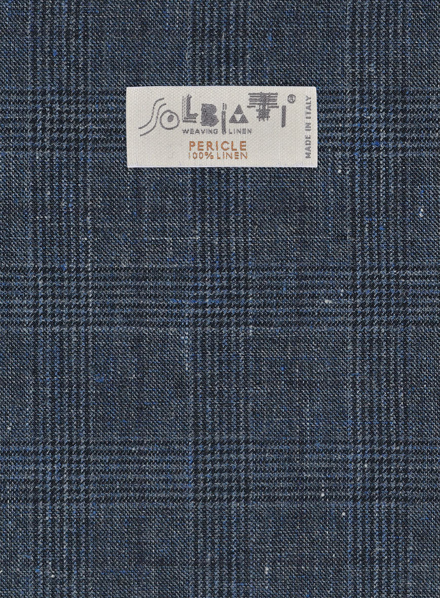 Solbiati Empire Blue Glen Linen Pants - Image 3
