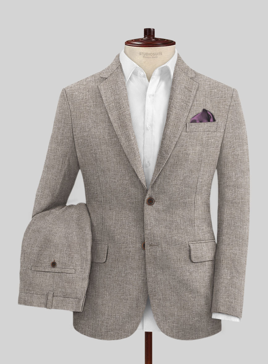 Solbiati Herringbone Brown Linen Suit