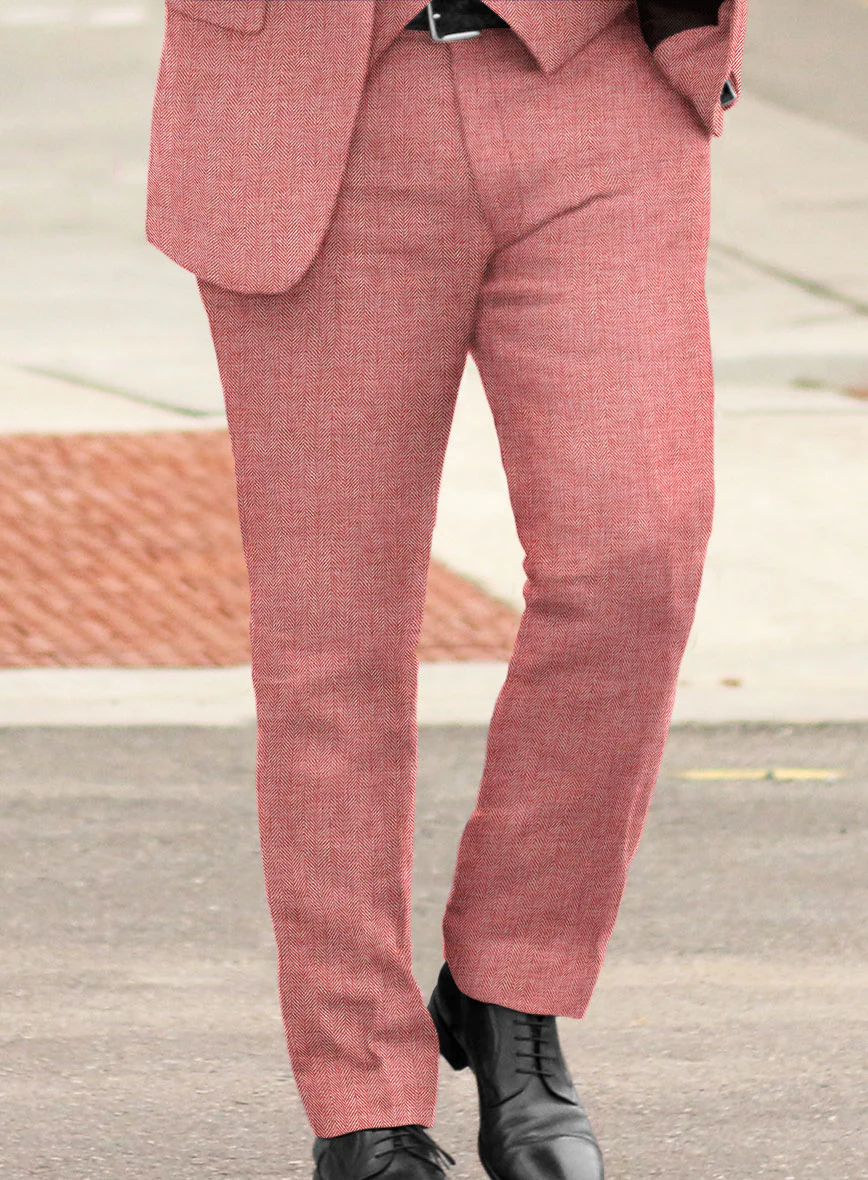 Solbiati Herringbone Coral Red Linen Suit - Image 4