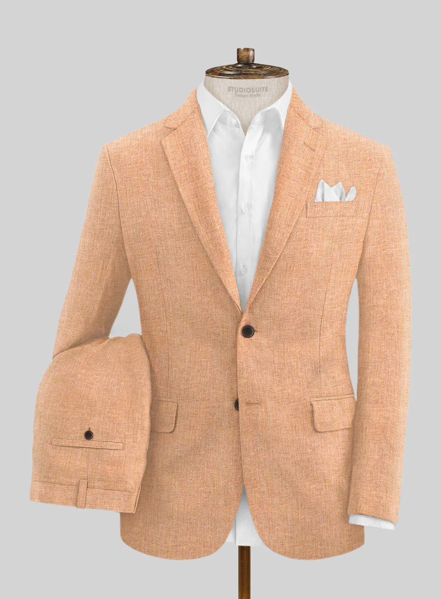 Solbiati Herringbone Orange Linen Suit