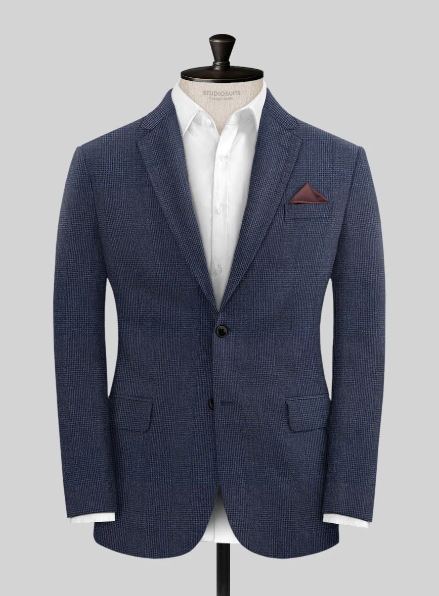 Solbiati Indigo Blue Check Linen Jacket