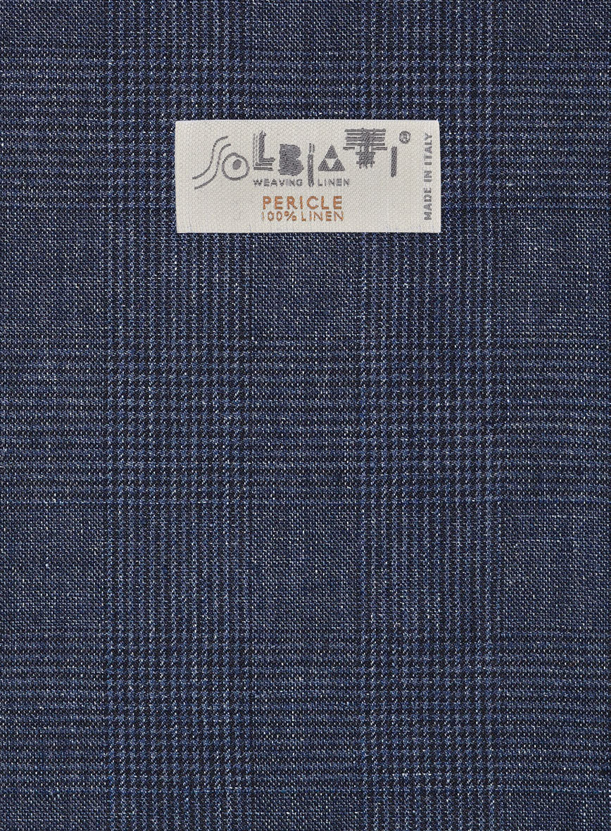 Solbiati Indigo Blue Check Linen Jacket - Image 3