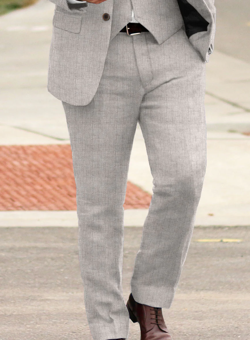 Solbiati Light Beige Check Linen Pants - Image 2