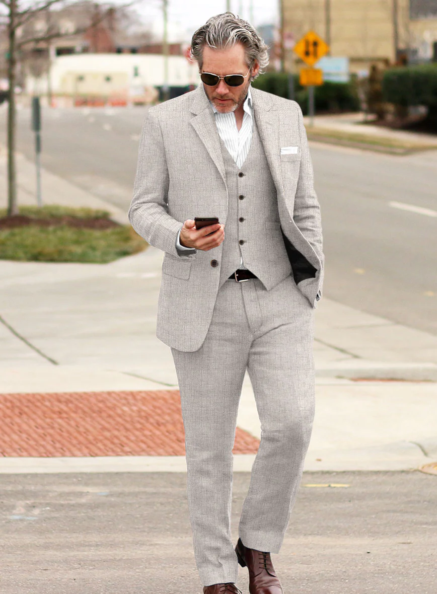 Solbiati Light Beige Check Linen Suit - Image 2