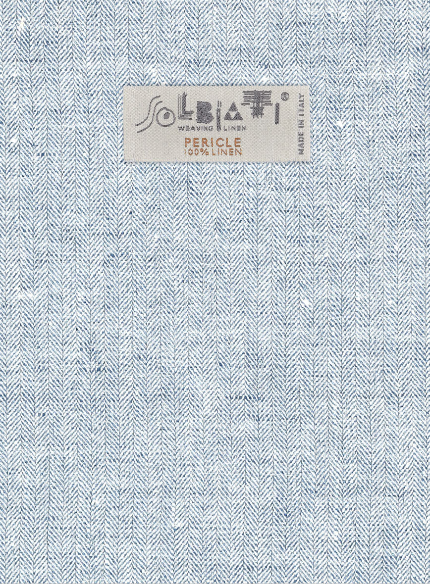 Solbiati Light Blue Herringbone Linen Jacket - Image 3