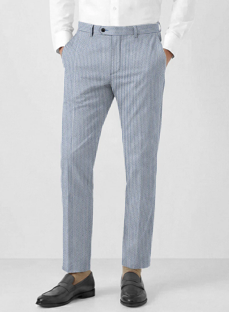 Solbiati Light Blue Seersucker Pants