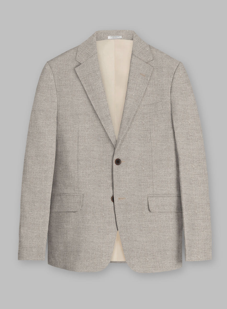 Solbiati Light Brown Herringbone Linen Jacket
