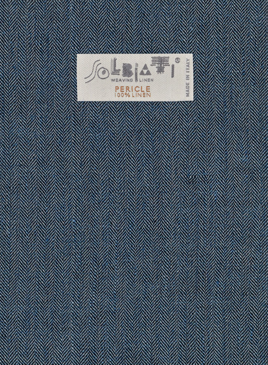 Solbiati Mid Blue Herringbone Linen Suit - Image 7