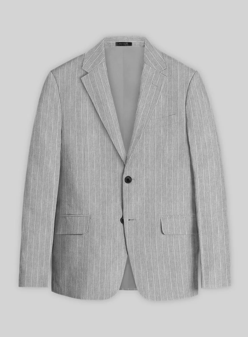 Solbiati Stone Gray Stripe Linen Jacket