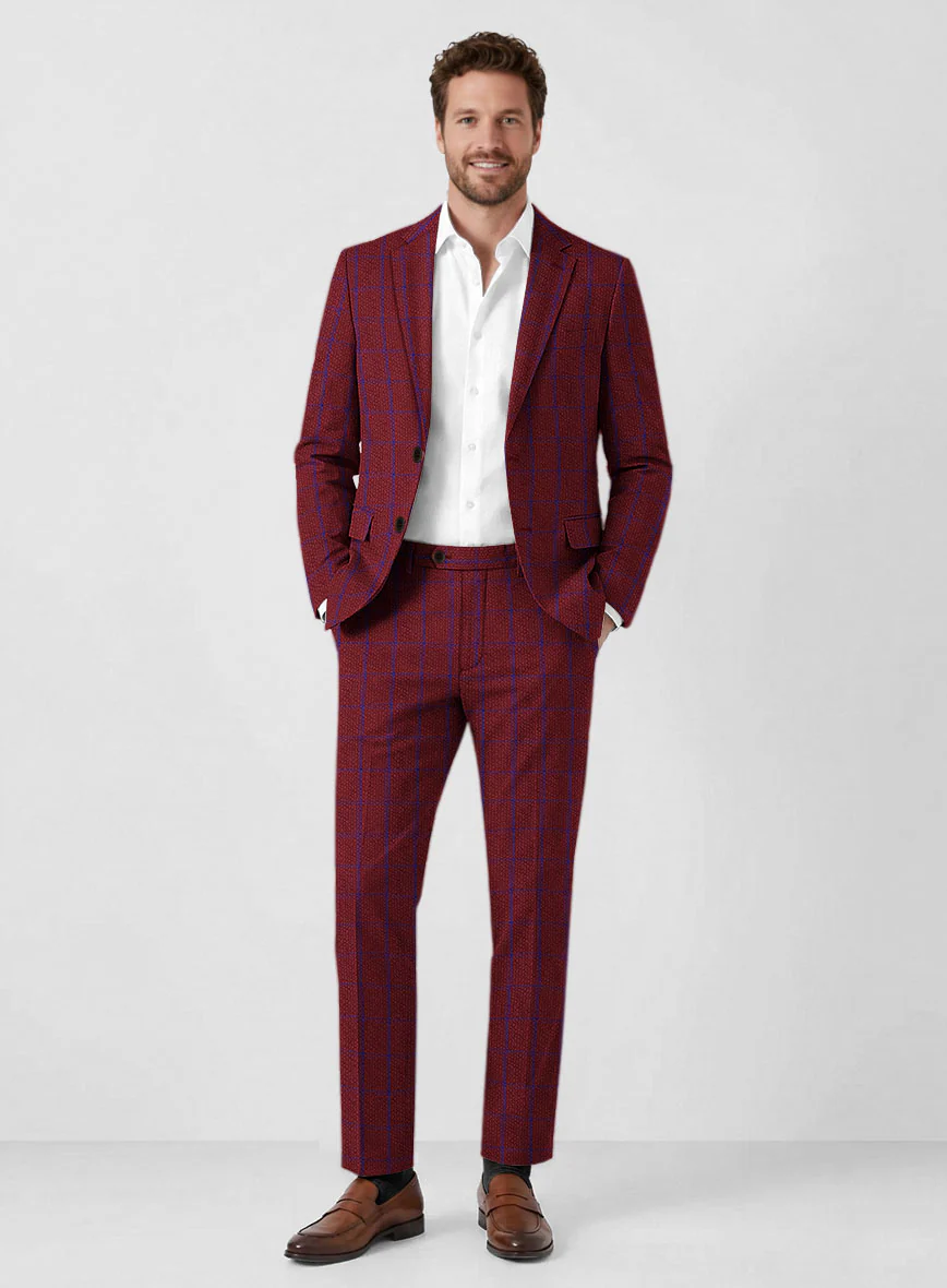 Solbiati Wine Checks Seersucker Suit