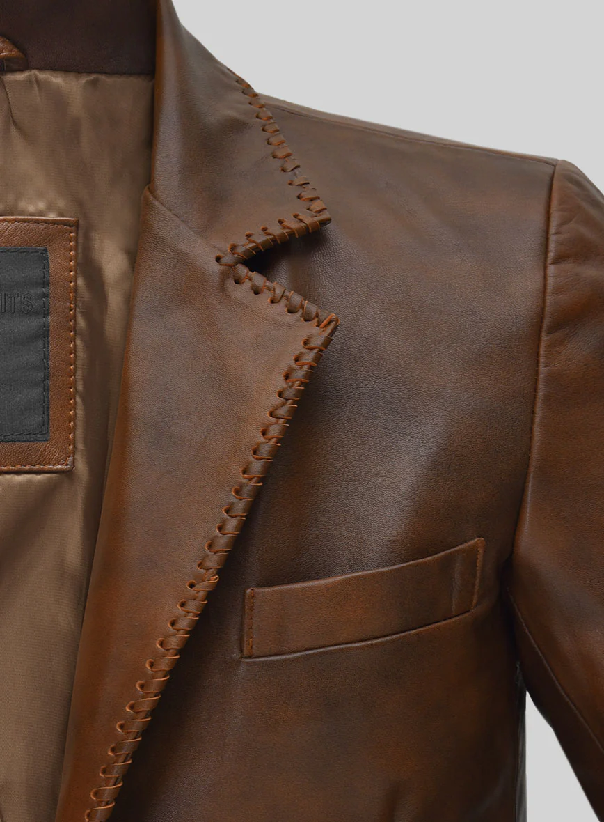 Spanish Brown Medieval Leather Blazer - Image 6