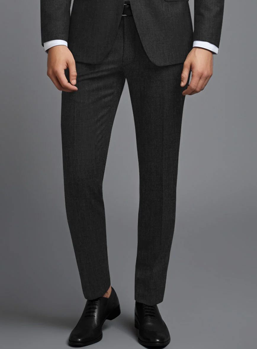 Stretch Charcoal Wool Pants - Image 2
