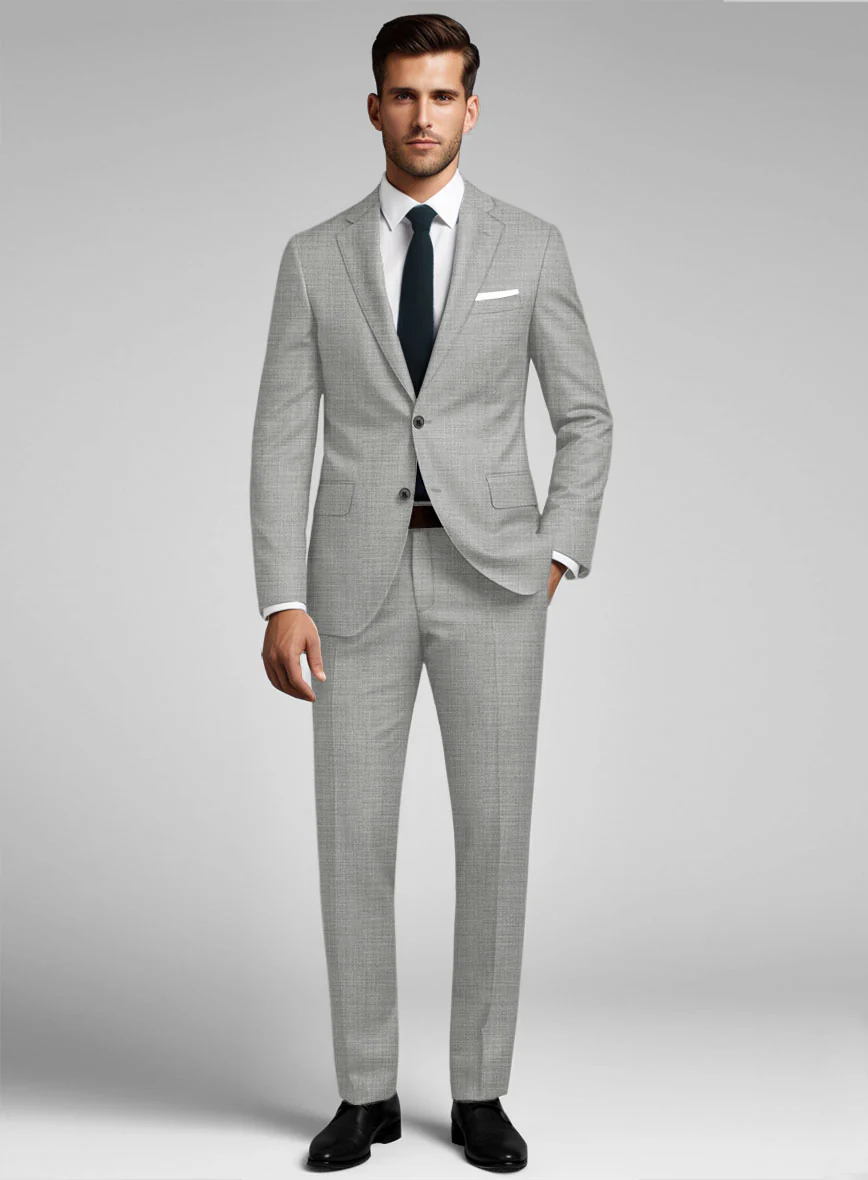 Stretch Light Gray Wool Suit