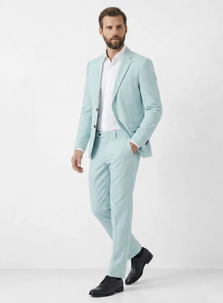 Stretch Summer Sky Blue Chino Suit